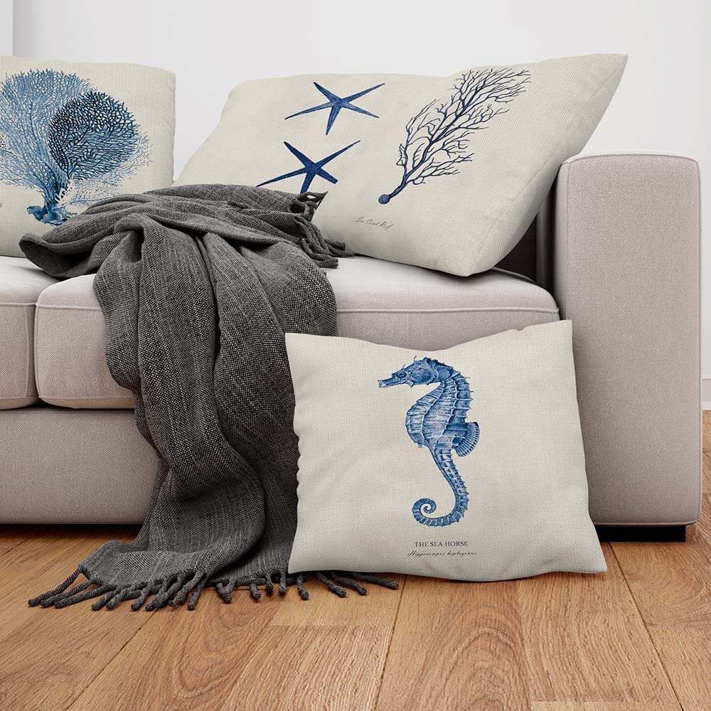 Sea themed white with blue square cushion covers to choose as your Summer Patio theme